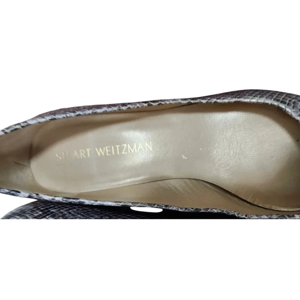 Stuart Weitzman Snakeskin Embossed Leather Pumps Heels Gray Women’s Size…